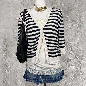 y2k black and white dripped cardigan with white buttons